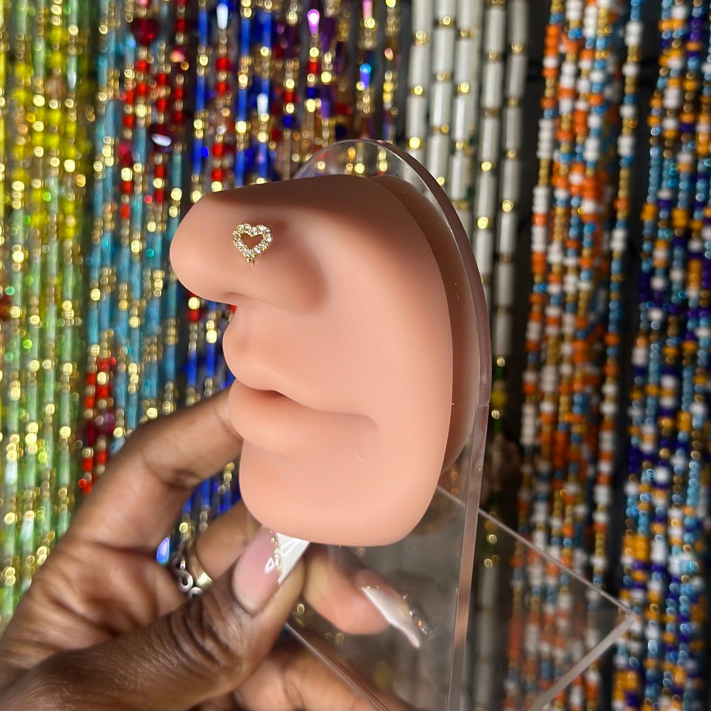 Gold Heart Nose Ring