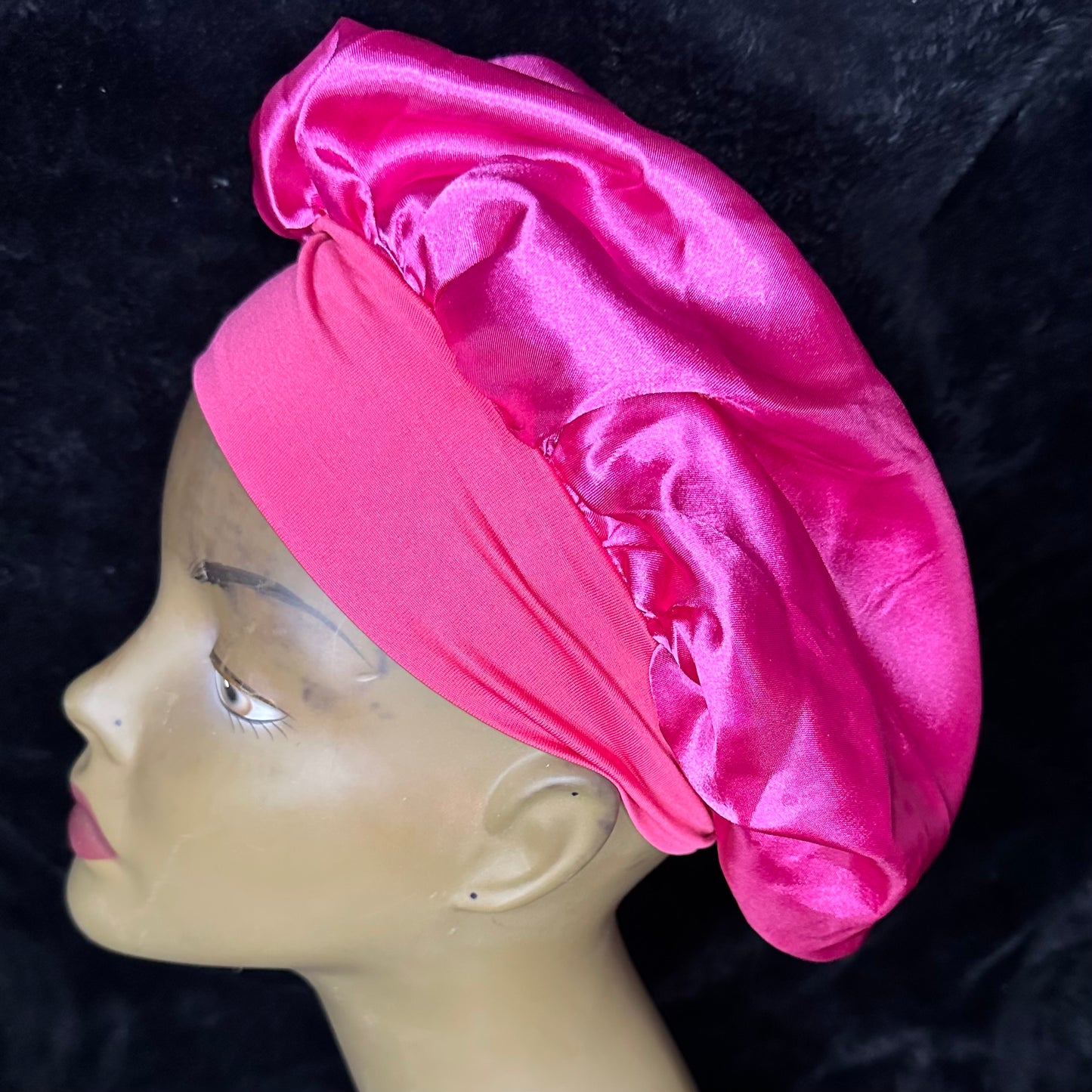 Wide Brimmed Sattin Hair Bonnet