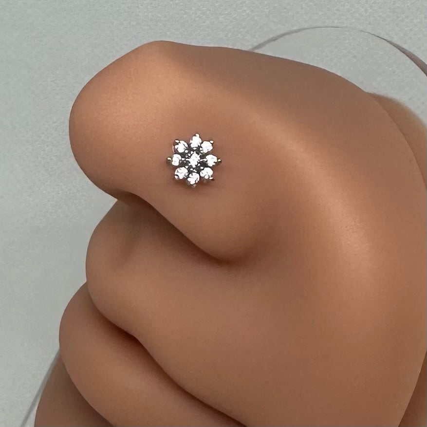 Silver Flower Nose Ring