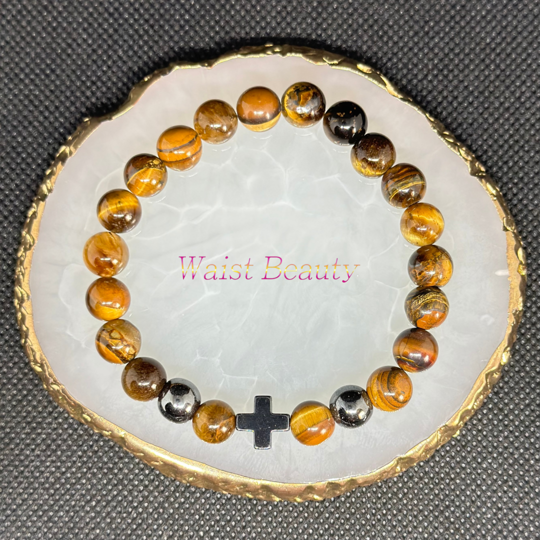Tiger Eye + (Metal Accent Cross)