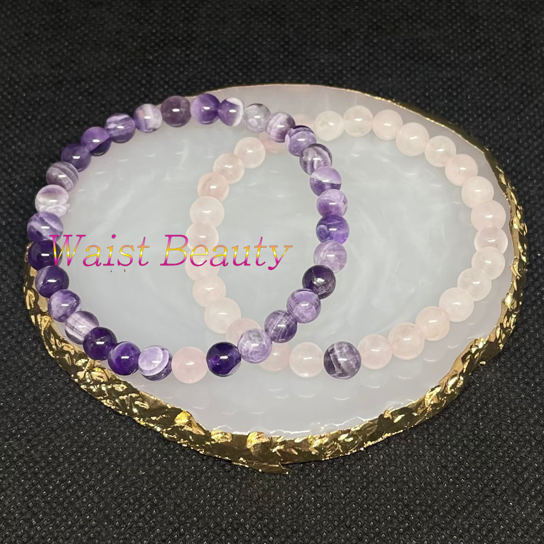 Rose Quartz&Amethyst Bracelets 2pc