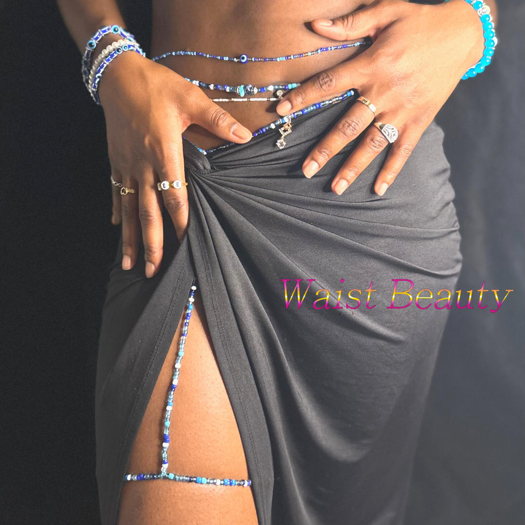 Multi-Blue Thigh/Waist Bead