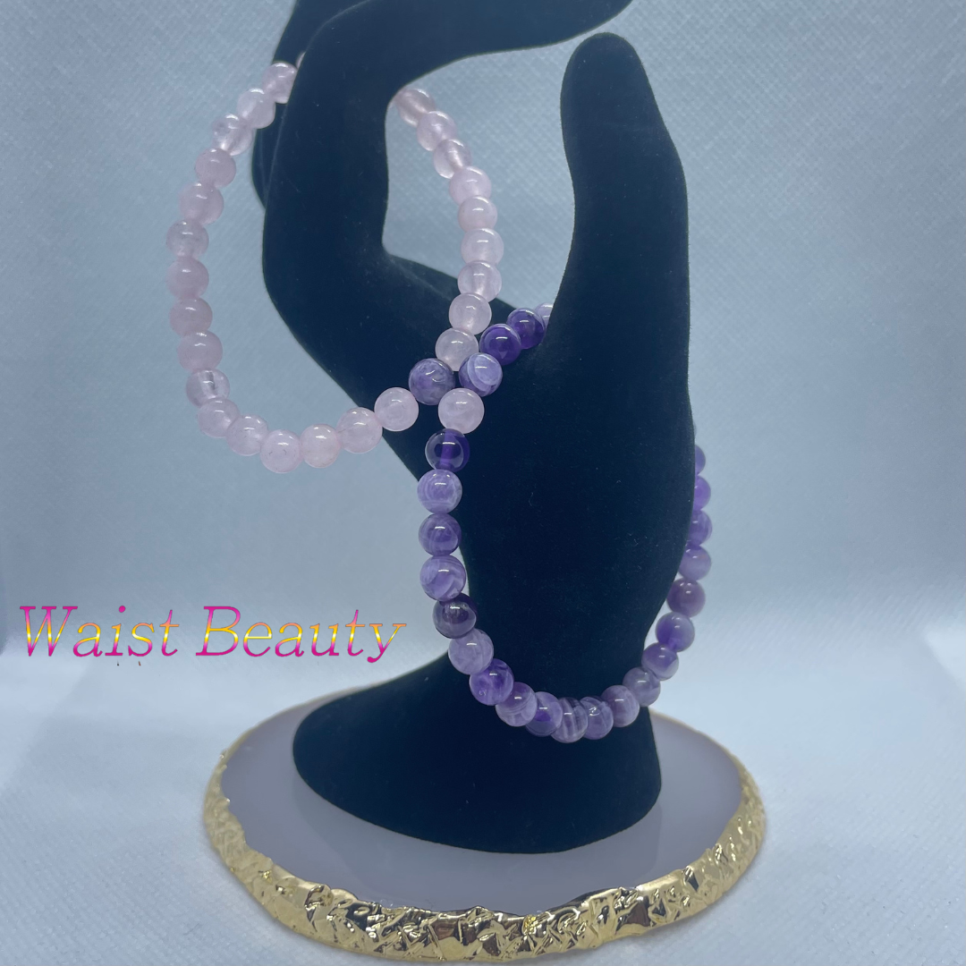 Rose Quartz&Amethyst Bracelets 2pc